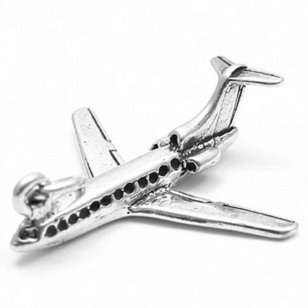 727 Trijet Plane Charm Sterling Silver